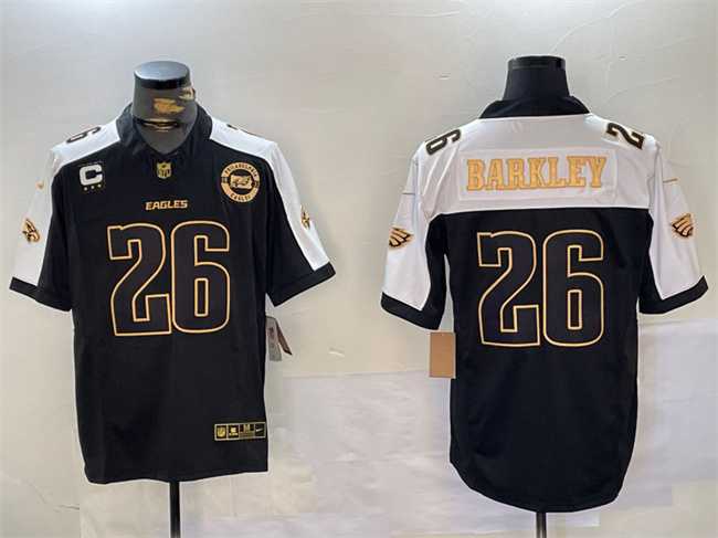 Men's Philadelphia Eagles #26 Saquon Barkley Black Gold 2024 New F.U.S.E. With 3-Star C Patch Stitched Jersey Dzhi,We sell and wholesale Men's Philadelphia Eagles #26 Saquon Barkley Black Gold 2024 New F.U.S.E. With 3-Star C Patch Stitched Jersey Dzhi on line form chian!